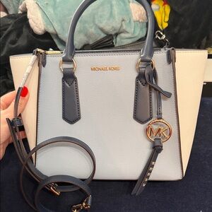 Michael Kors Blue and White Kris Crossbody Purse